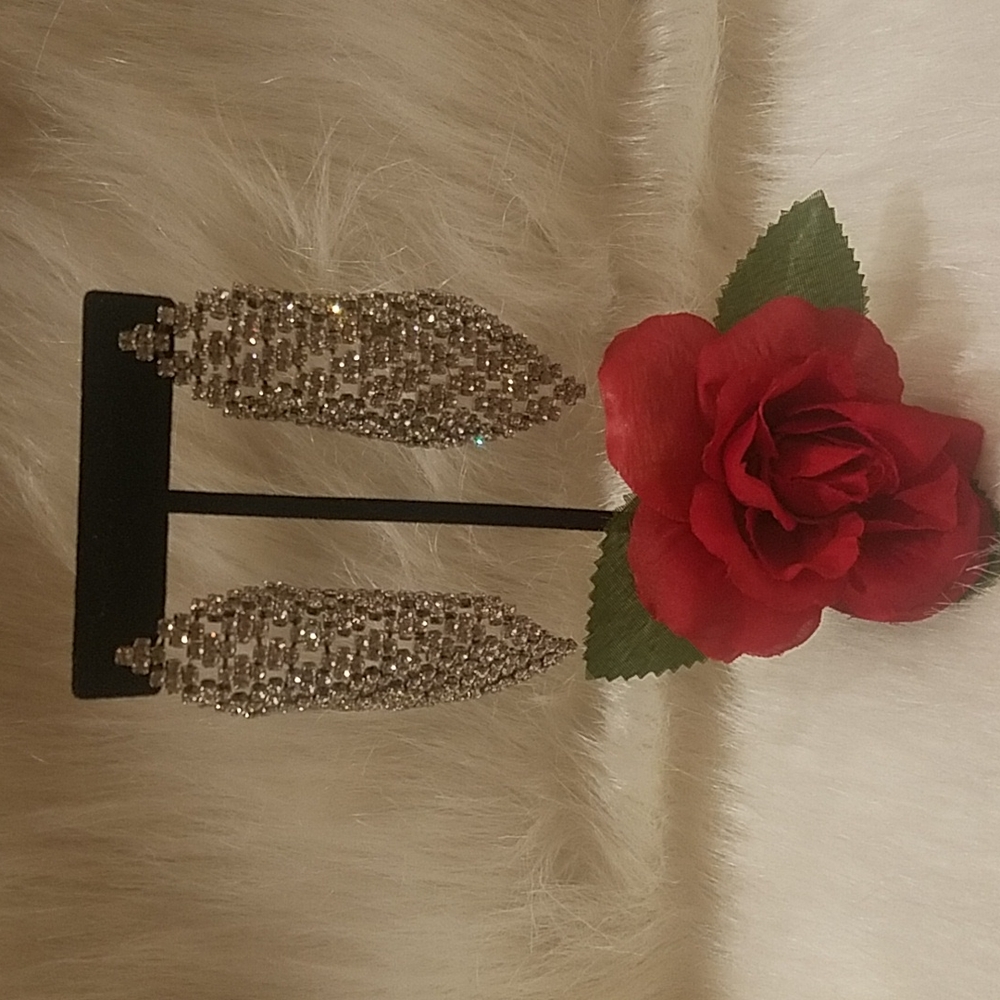 Rhinestone Covered Dangle Earrings - image 1